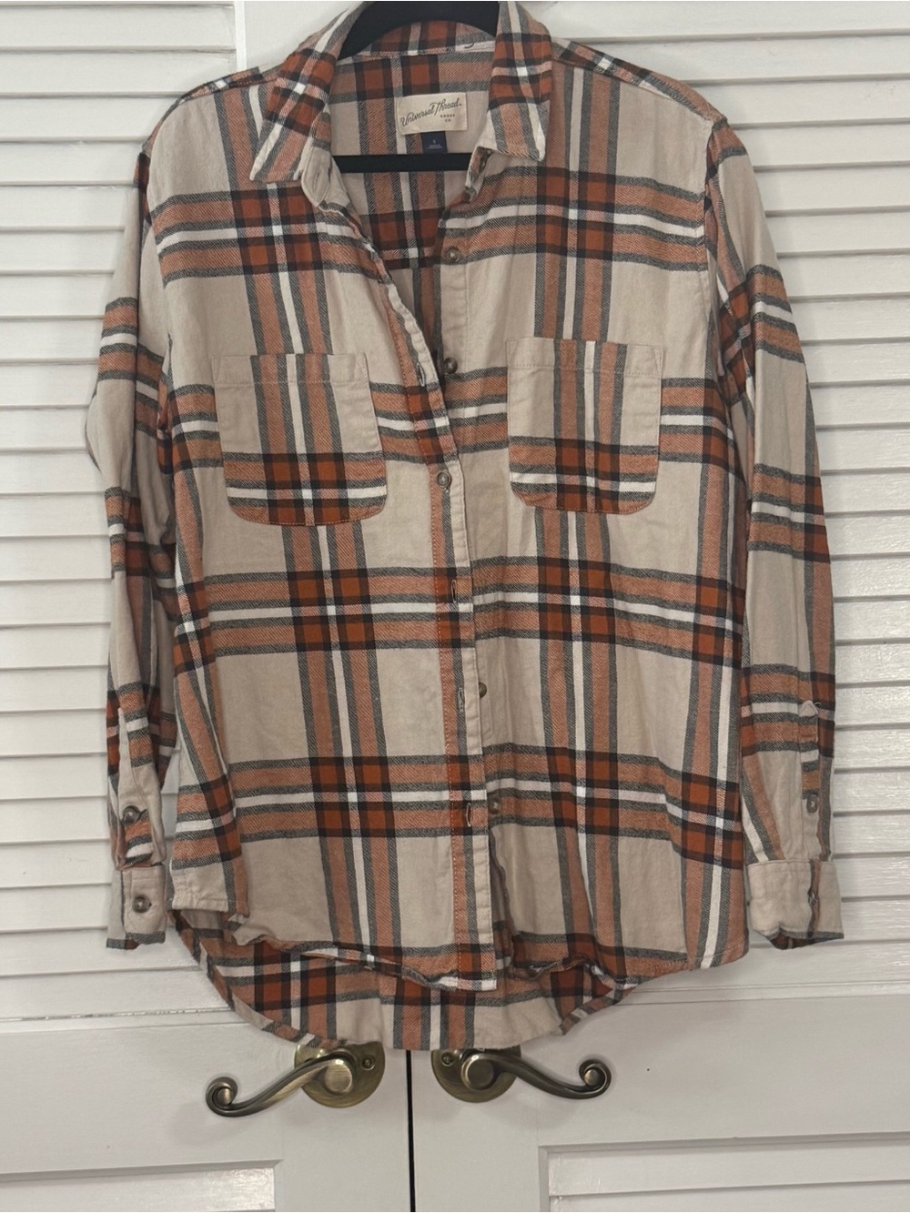 Universal Thread Orange and Black Plaid Shirt